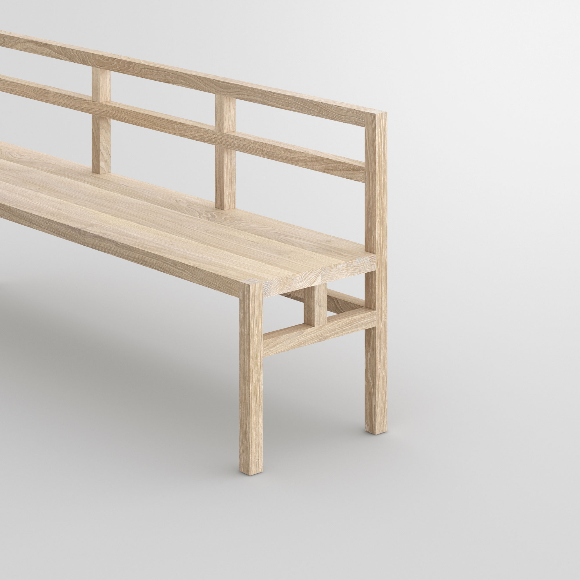 Bench with Backrest SENA RL cam2 custom made in solid wood by vitamin design