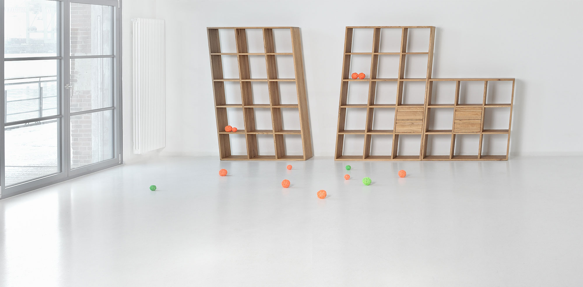 Wooden Designer Shelf PISA 2521 custom made in solid wood by vitamin design