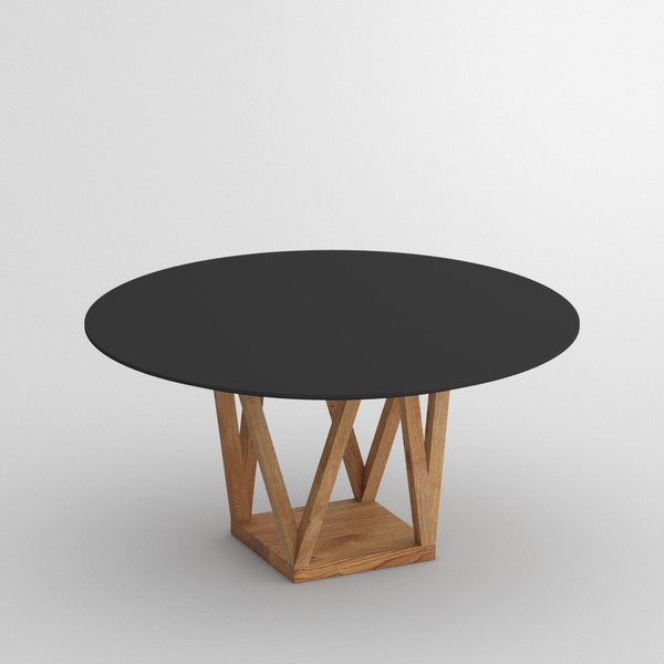 Linoleum Design Tisch CREO LINO cam1 Maßgefertigt aus 無垢節ありオーク材、オイル仕上げ von vitamin design